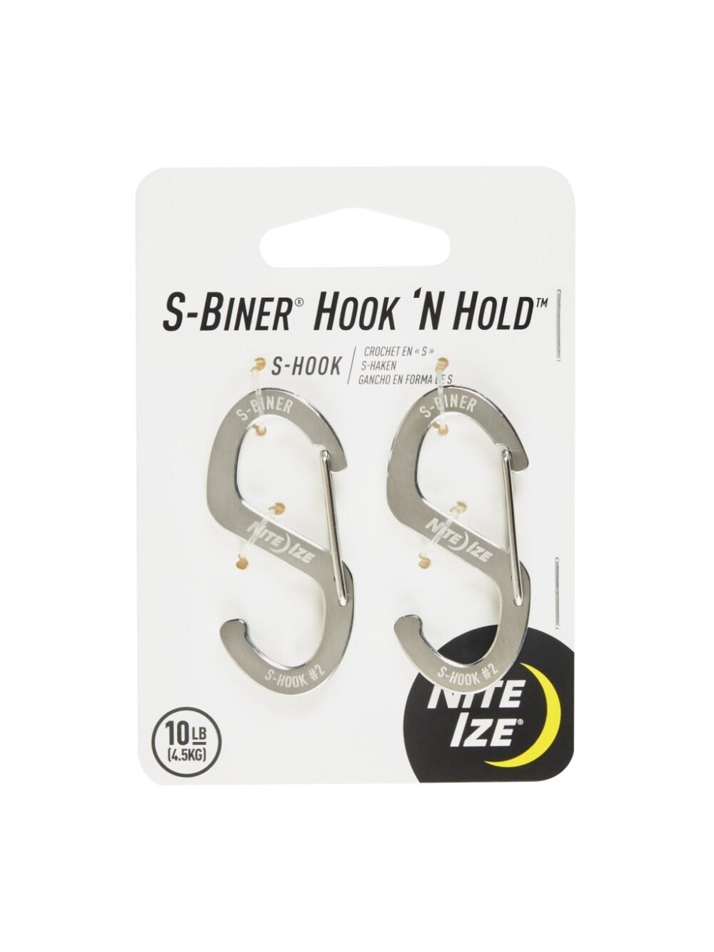 60530 S-Biner(R) Hook 'N Hold(TM) Carabiner, Small - Silver (2 pcs)