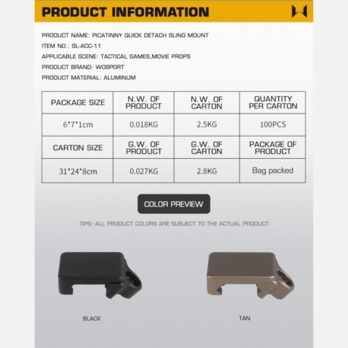 WST Picatinny Quick Detach Sling Mount - Tan