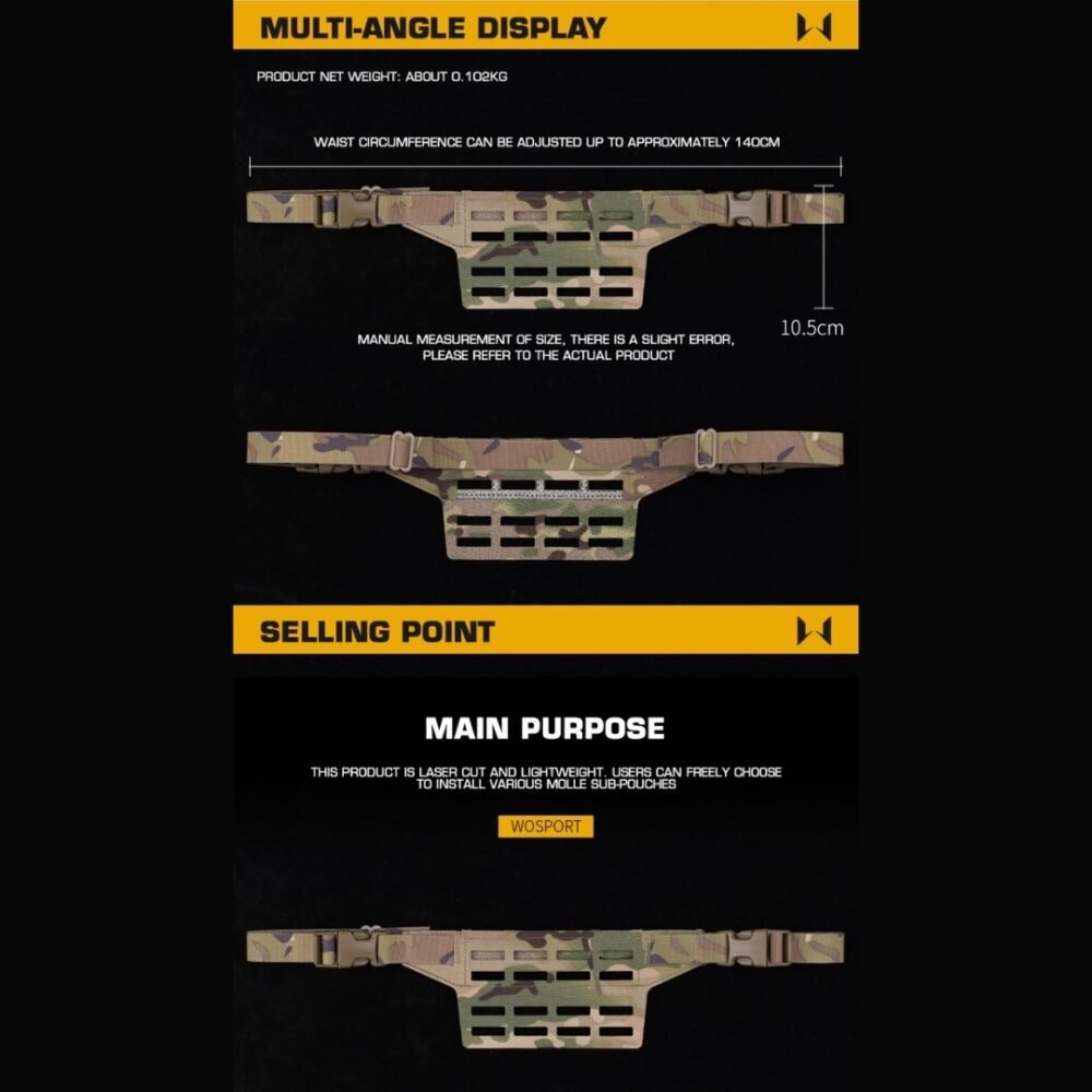 WST Fanny Pack Molle Adapter Panel , Small (4 Rows) - Black