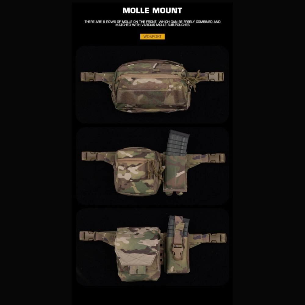 WST Fanny Pack Molle Adapter Panel , Large (6 Rows) - Black