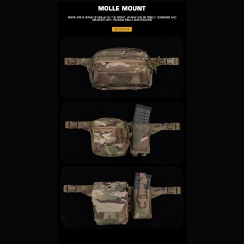 WST Fanny Pack Molle Adapter Panel , Large (6 Rows) - Black
