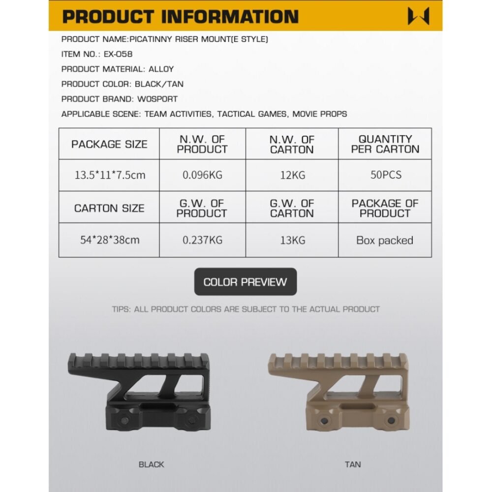WST RIS Picatinny Riser Mount (E style) - Tan