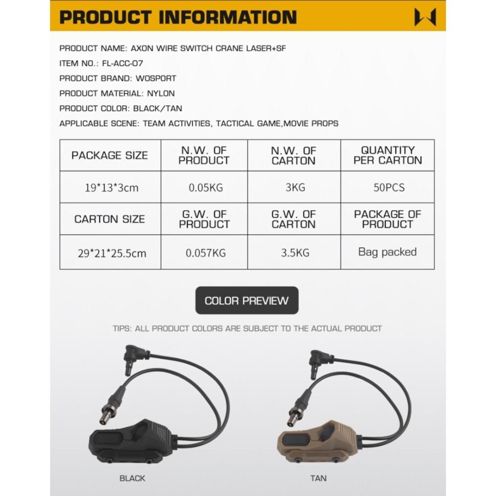 WST Dual Switch - AXON, CRANE PLUG and SF Connectors - Tan