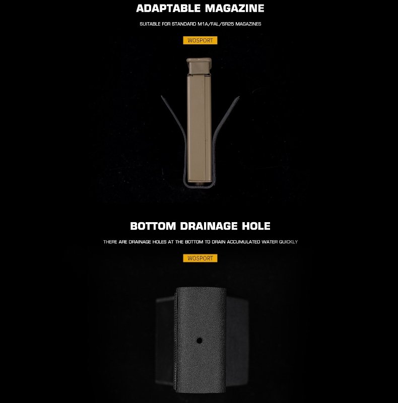 WST Kydex Insert for 7.62 Magazine Pouch, Medium - Black