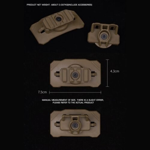 WST Universal Helmet Tactical Light Adapter, Velcro Mount - Tan