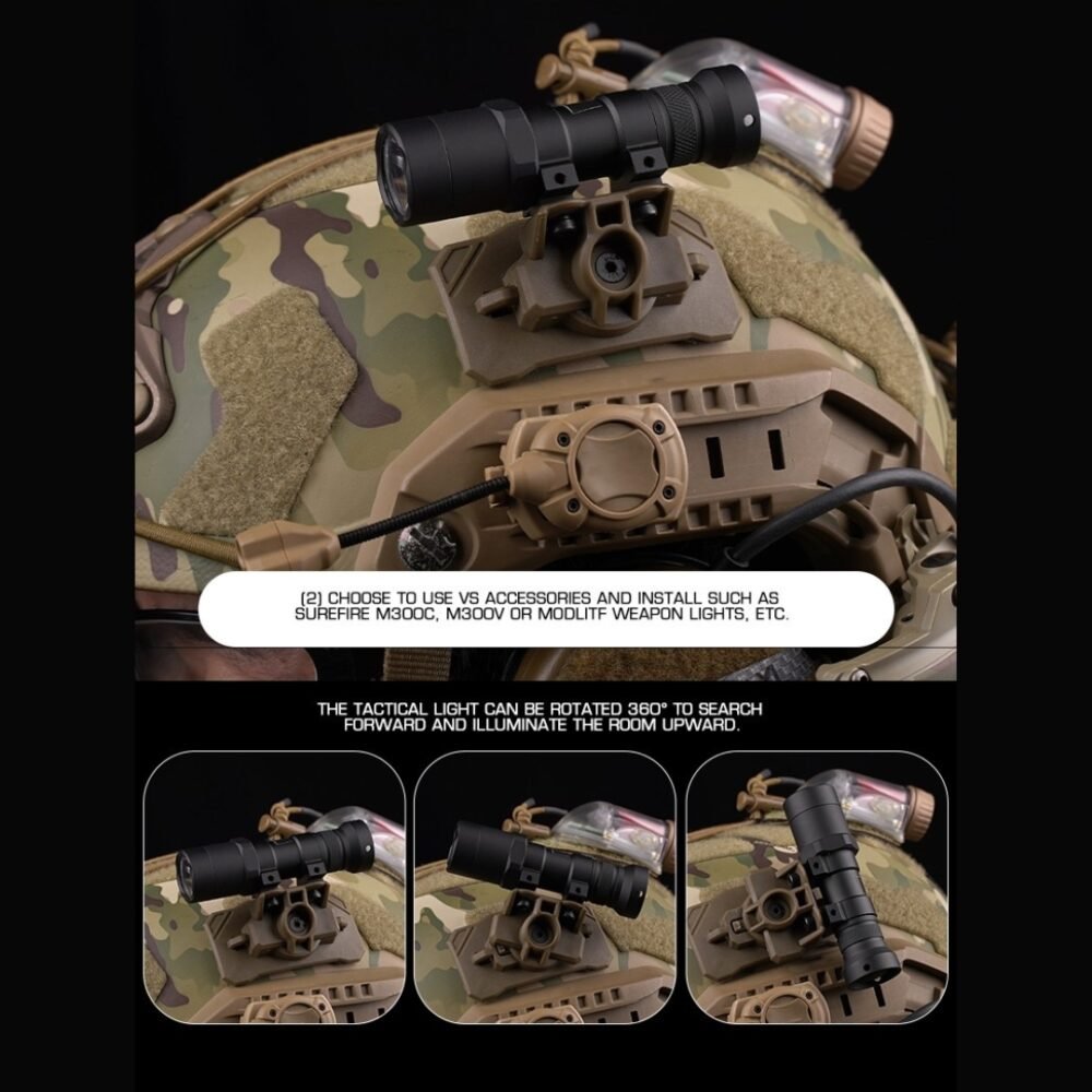 WST Universal Helmet Tactical Light Adapter, Velcro Mount - Tan