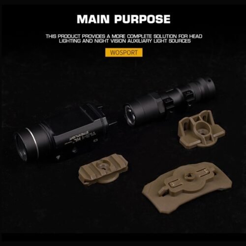 WST Universal Helmet Tactical Light Adapter, Velcro Mount - Black