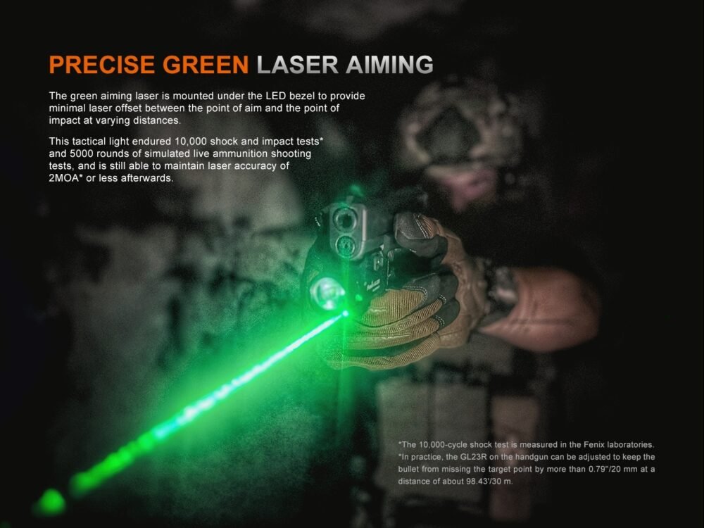 FENIX GL23R TACTICAL LIGHT WITH Green LASER SIGHT