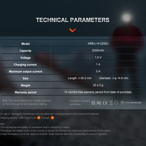 Charging battery USB AA Fenix ARB-L14-2200U (Li-ion)