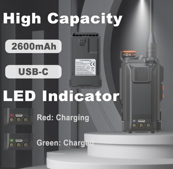 Baofeng UV-K61 Tri-band Radio (AIR / VHF / UHF), USB-C - Black