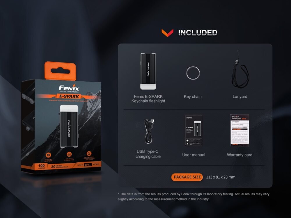 FENIX ​​​​E-SPARK Mini Lantern - Black