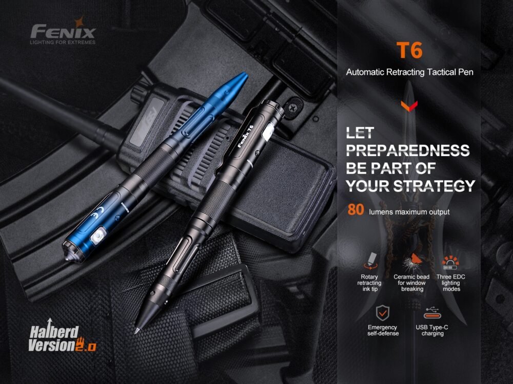FENIX ​​​​T6 Tactical Pen with LED Flashlight - Black