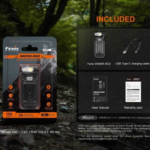 71280 FENIX Rechargeable Flashlight SW05R-RED (White / Red Light) - Black