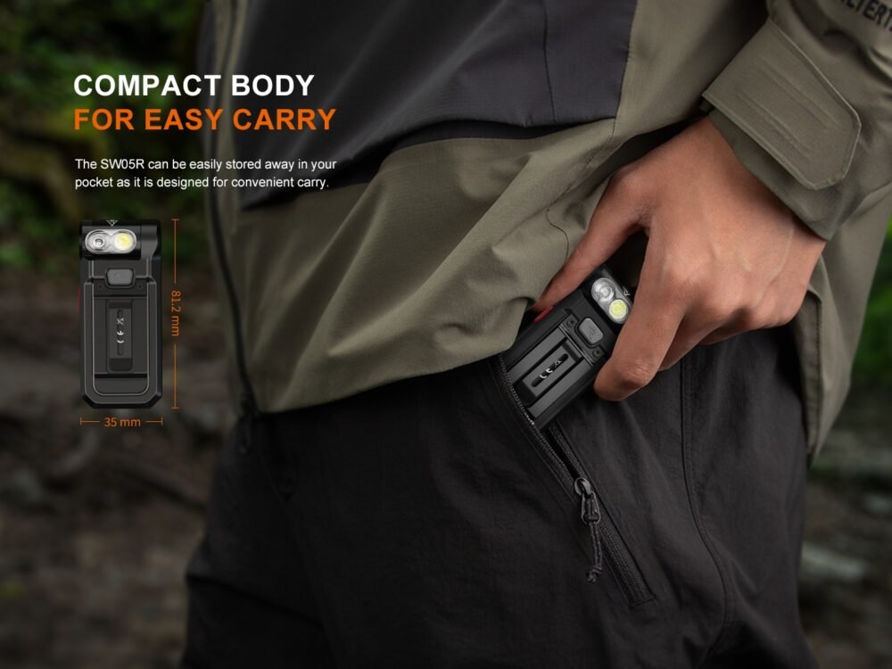 FENIX Rechargeable Flashlight SW05R-RED (White / Red Light) - Green