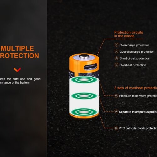 FENIX Rechargeable USB-C Battery RCR123A 3.6V - 800 mAh