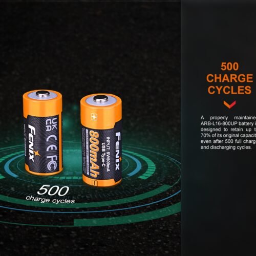 FENIX Rechargeable USB-C Battery RCR123A 3.6V - 800 mAh