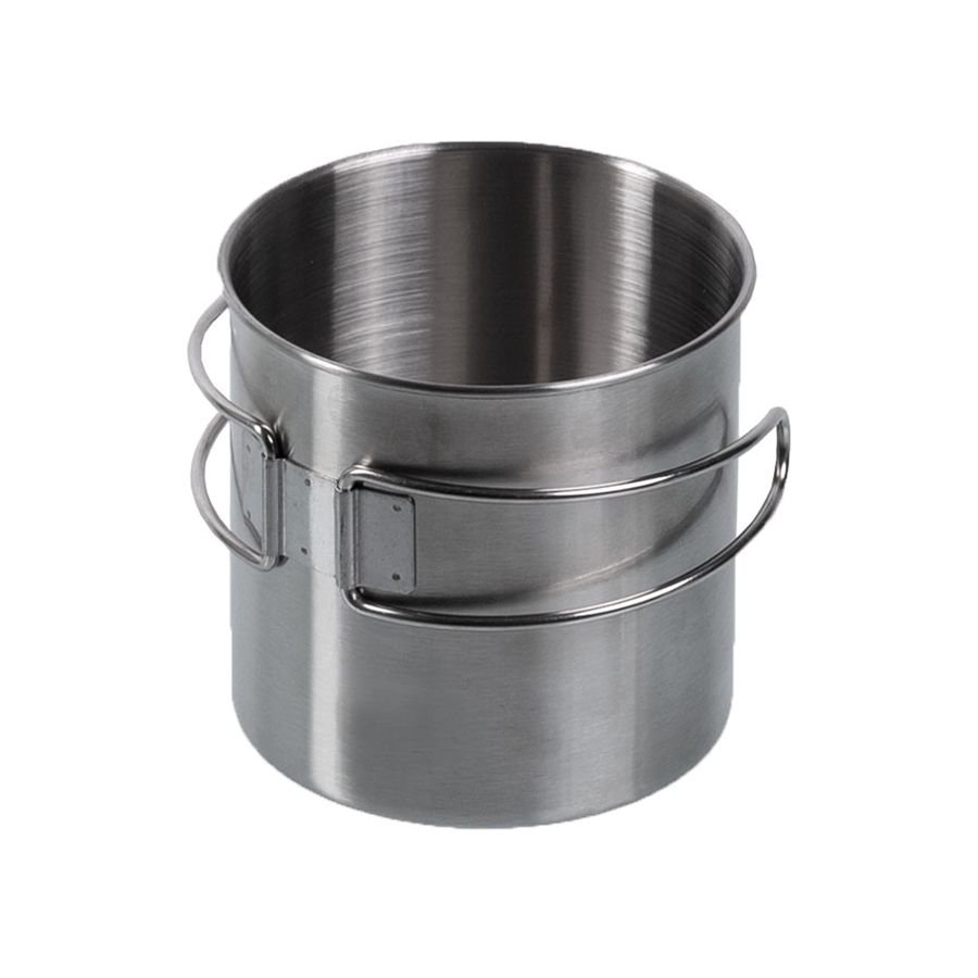 MIL-TEC Stainless Steel Mug with Folding Handle, 800 ml - Silver