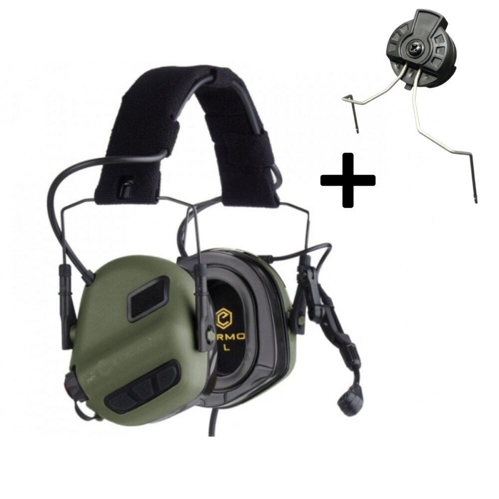 EARMOR M32 PLUS Electronic Tactical Headset, Headband / Helmet Mount - Foliage Green