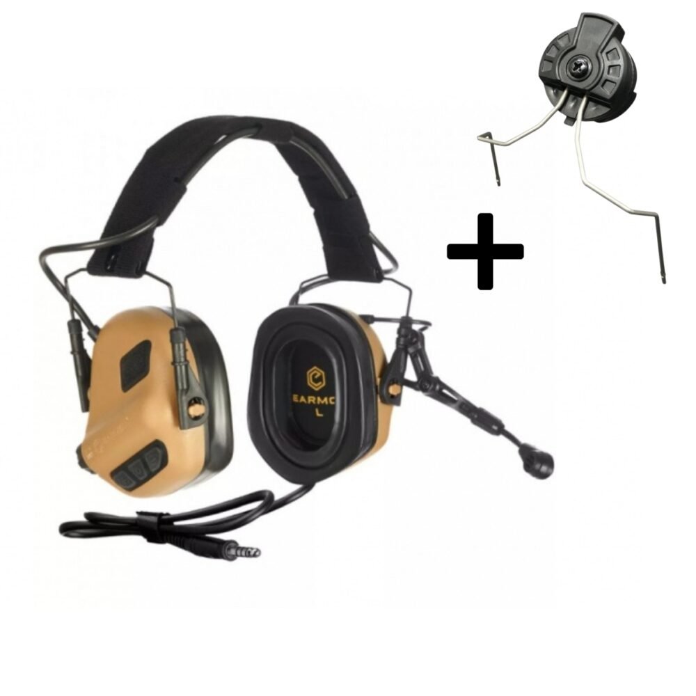 EARMOR M32 PLUS Electronic Tactical Headset, Headband / Helmet Mount - Coyote Brown