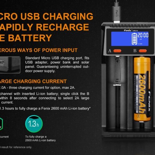 FENIX USB charger ARE-D2 (Li-ion, NiMH) - Black