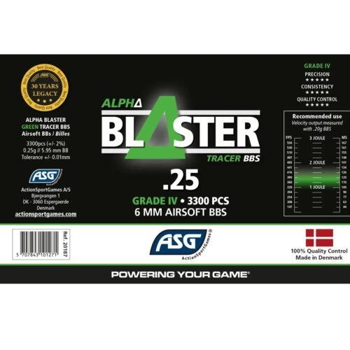 ASG BBs ALPHA Blaster Tracer 0,25g, 3300 BBs - Green