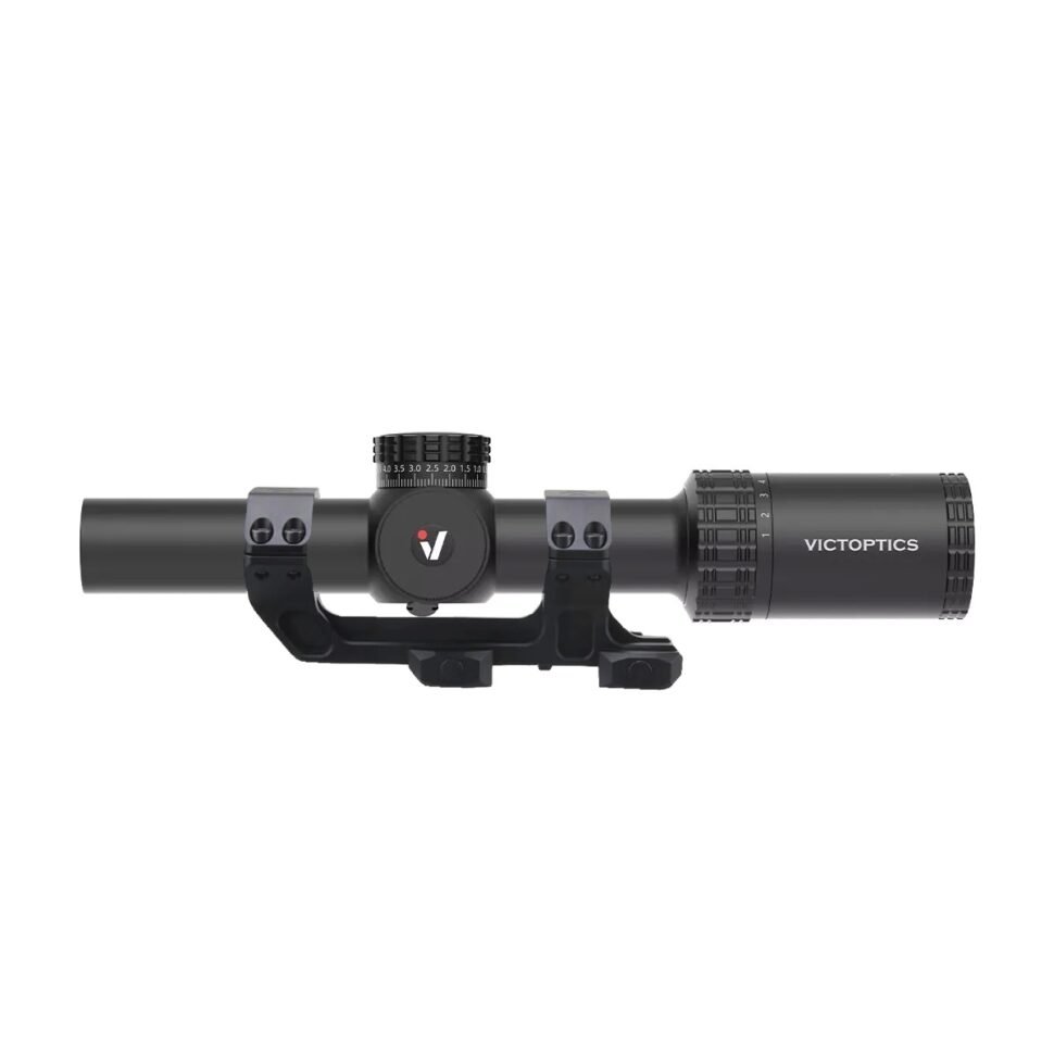 VictOptics LPVO Riflescope S10 1–10x24i Fiber  plus  One-Piece High Mount - Black