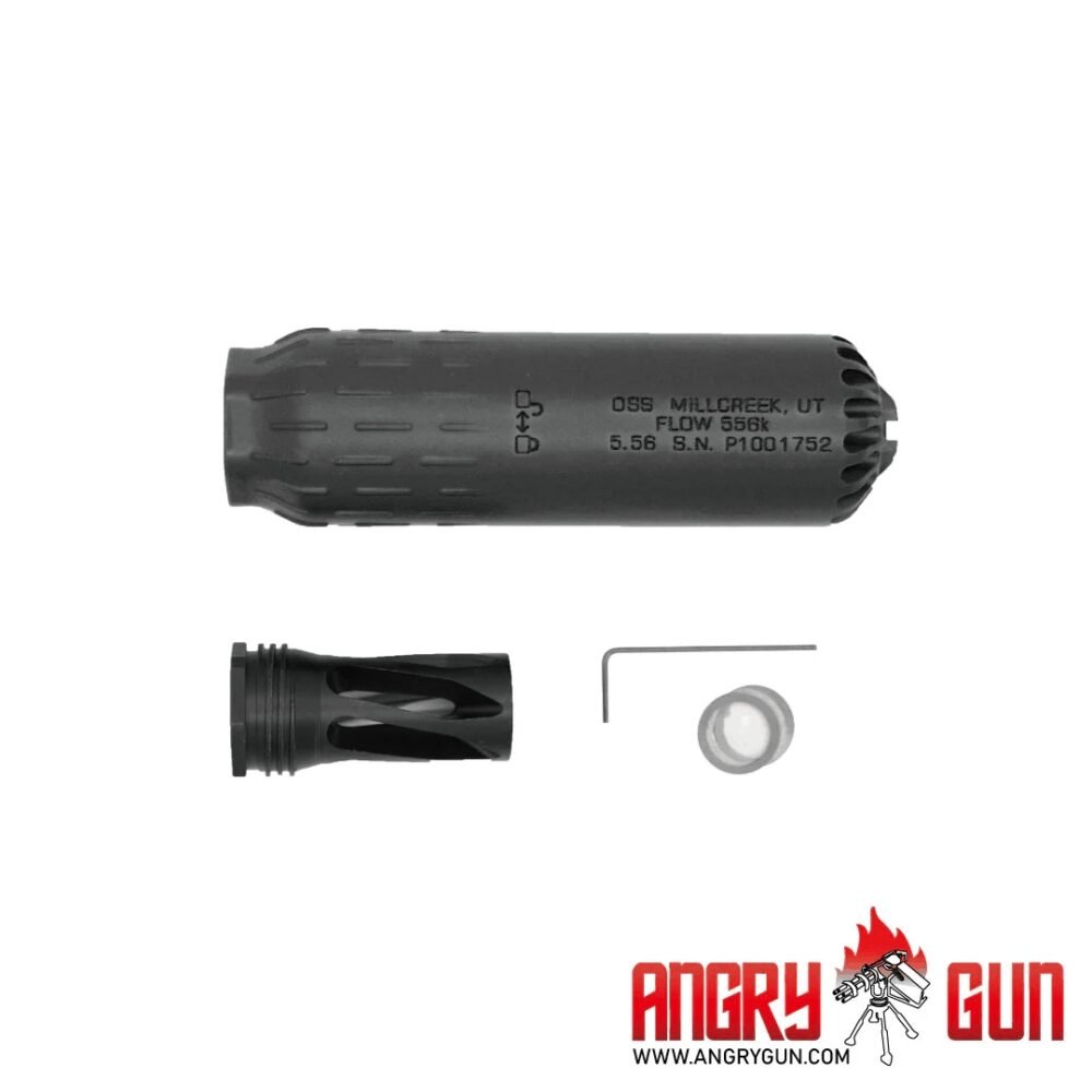 Angry Gun FLOW 556K 3D Printed Steel Suppressor - Black