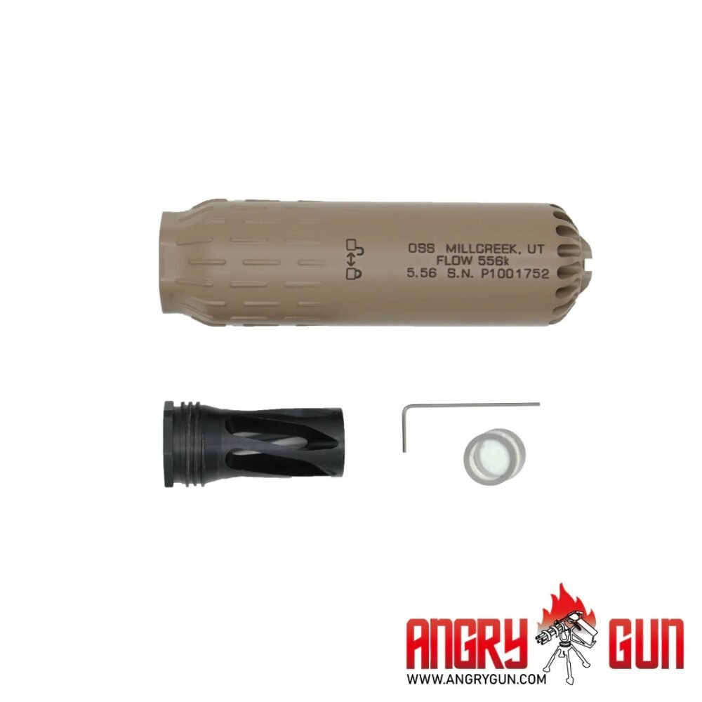 Angry Gun FLOW 556K 3D Printed Steel Suppressor - Tan
