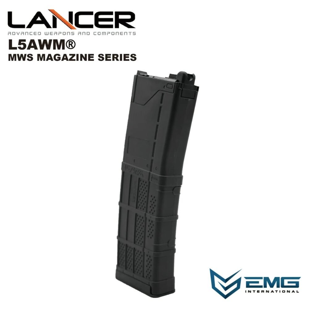 Angry Gun Lancer L5AWM V2 Gas Magazine for TM MWS, 35 BBs - Black