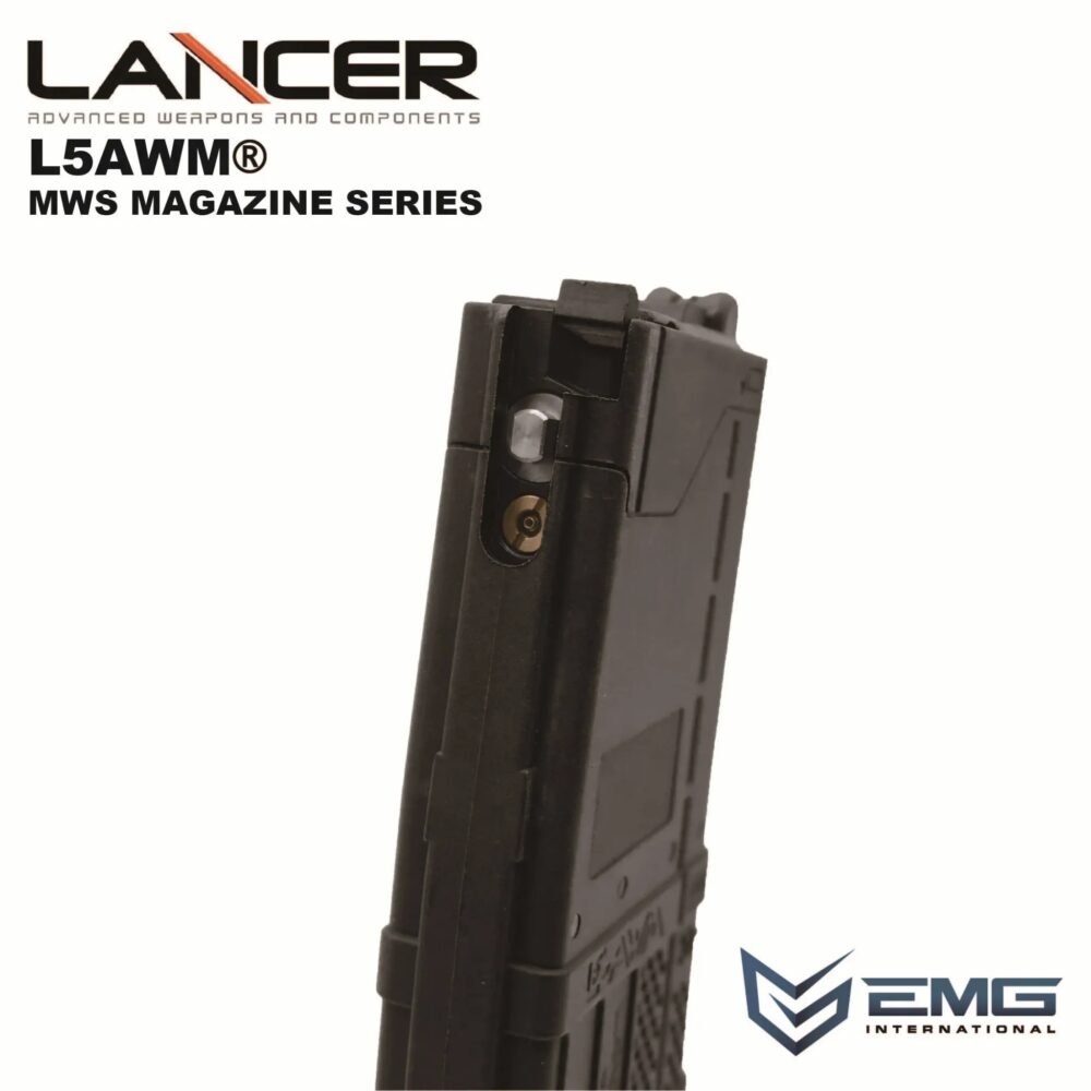 Angry Gun Lancer L5AWM V2 Gas Magazine for TM MWS, 35 BBs - Black