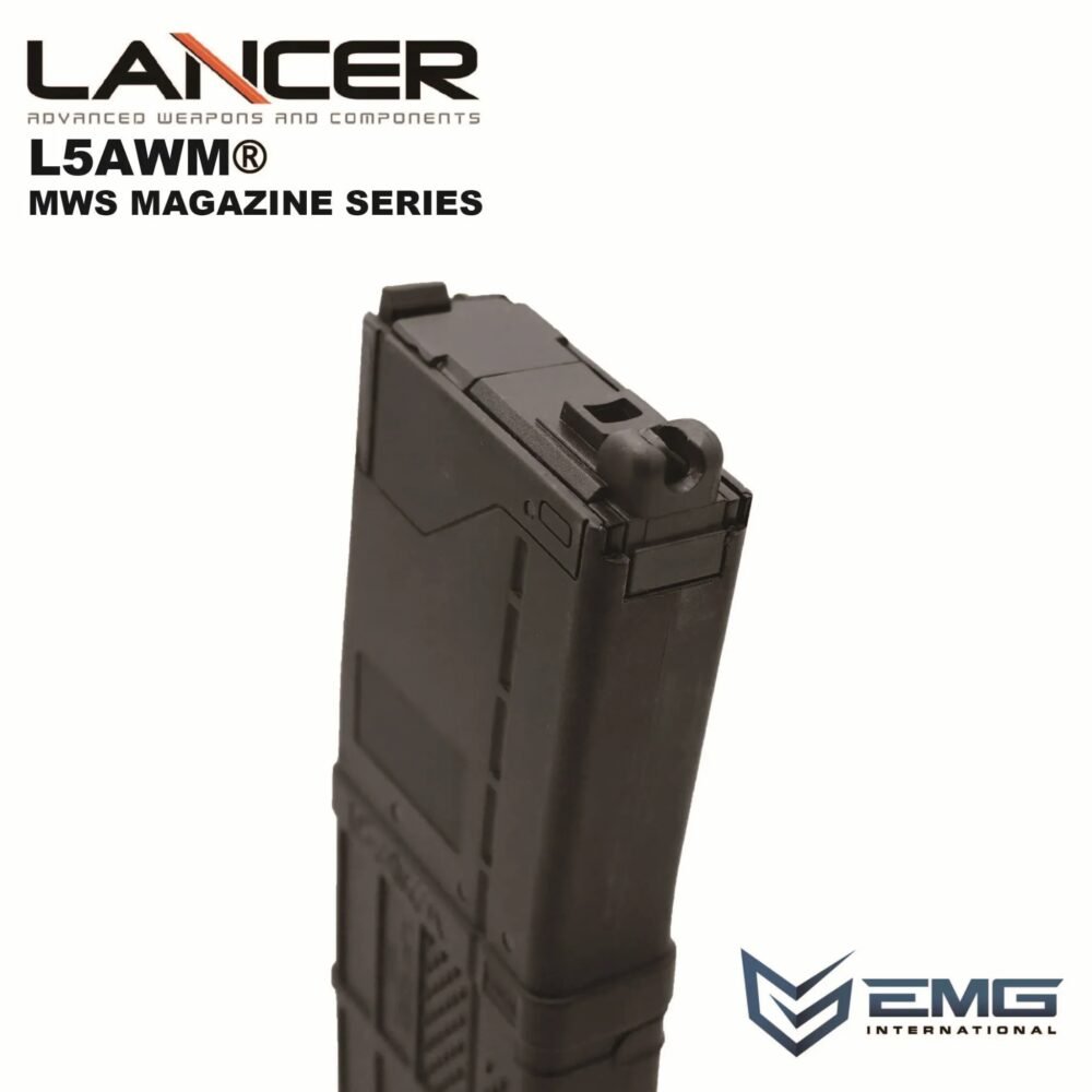 Angry Gun Lancer L5AWM V2 Gas Magazine for TM MWS, 35 BBs - Black