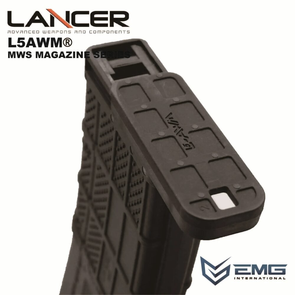 Angry Gun Lancer L5AWM V2 Gas Magazine for TM MWS, 35 BBs - Black