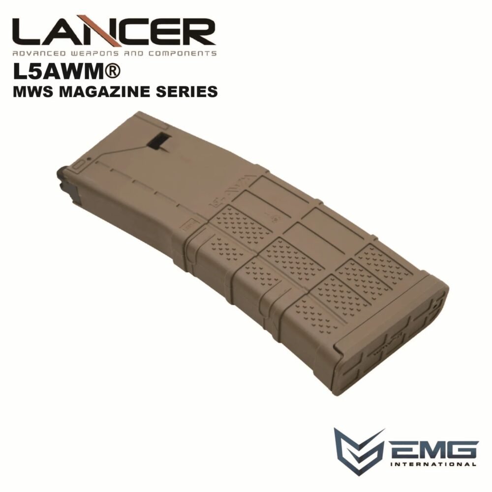 Angry Gun Lancer L5AWM V2 Gas Magazine for TM MWS, 35 BBs - Tan