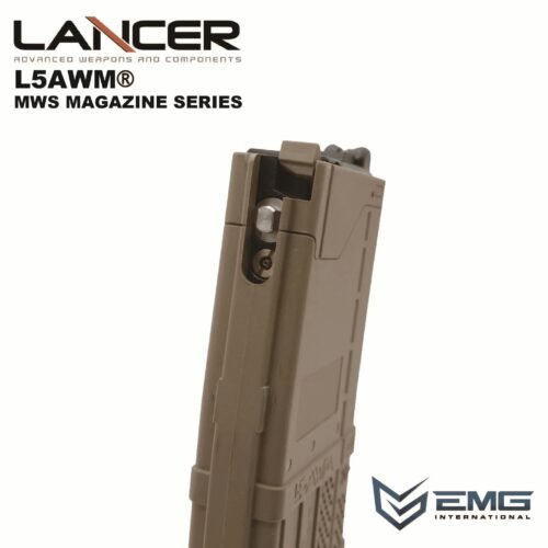 Angry Gun Lancer L5AWM V2 Gas Magazine for TM MWS, 35 BBs - Tan
