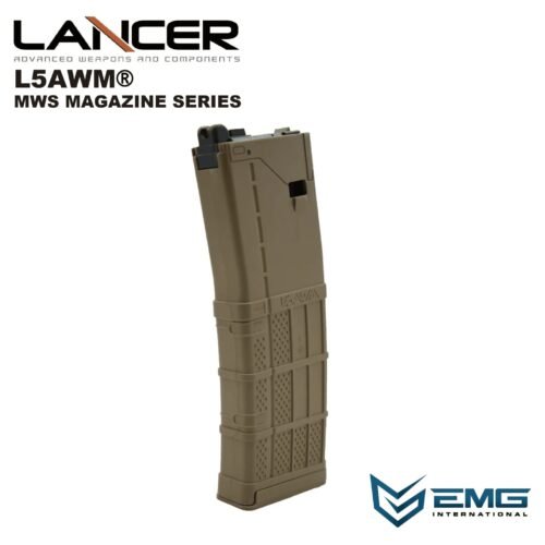 Angry Gun Lancer L5AWM V2 Gas Magazine for TM MWS, 35 BBs - Tan