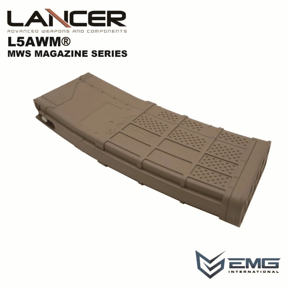 Angry Gun Lancer L5AWM V2 Gas Magazine for TM MWS, 35 BBs - Tan