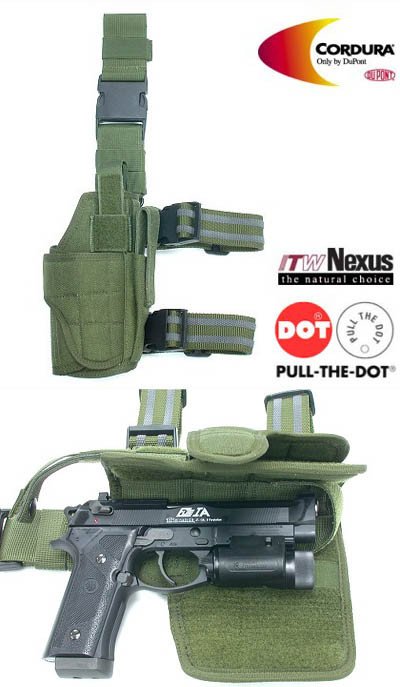 GUARDER Universal Leg Holster TORNADO, Left-Handed - Green