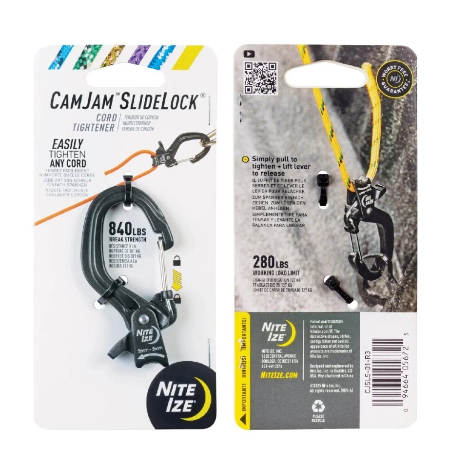 78646 NITE IZE CamJam(TM) SlideLock(R) Rope Tightener Carbine, Size S - Black