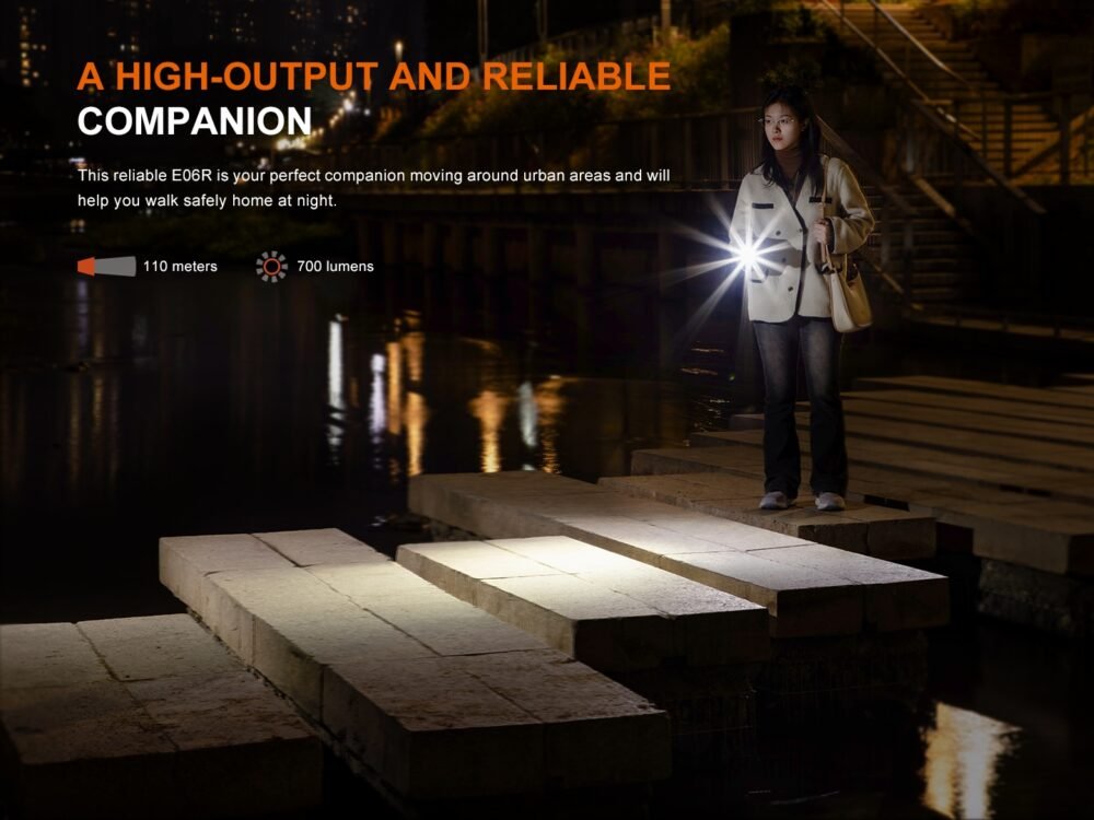 FENIX E06R Rechargeable EDC Flashlight, 700 lm - Gray