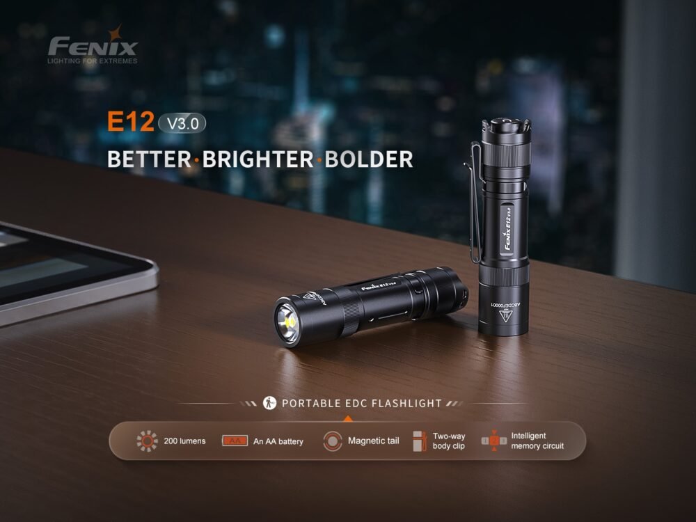 FENIX E12 V3.0 Pocket Flashlight, 200 lm - Black