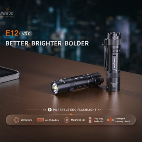 FENIX E12 V3.0 Pocket Flashlight, 200 lm - Black