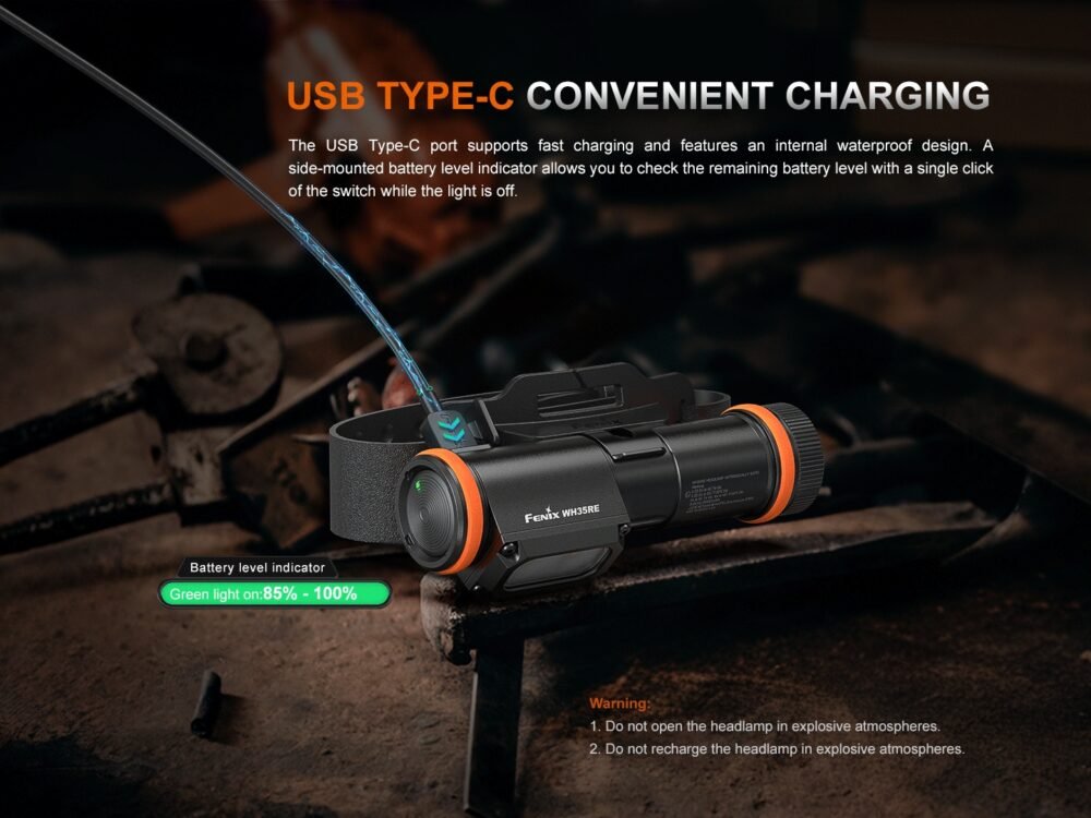 FENIX WH35RE ATEX Rechargeable Headlamp, 280 lm - Black