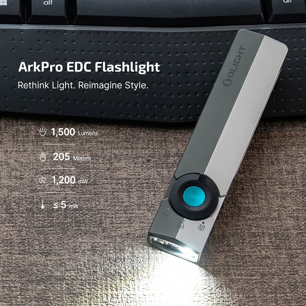 OLIGHT ArkPro Class 3R CW Rechargeable Flashlight, 1500 lm - Green