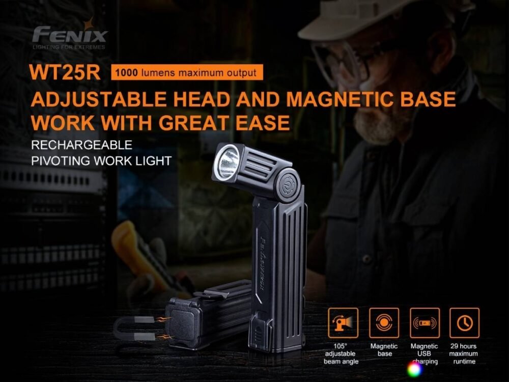 FENIX WT25R LED flashlight, 1000 lm - Black