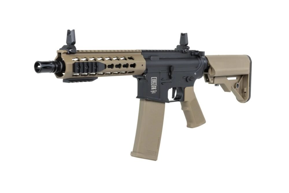 SA M4 CQB Keymod Gen2 Airsoft Rifle (SA-C08 CORE(TM) HAL ETU(TM)) - Black / Tan