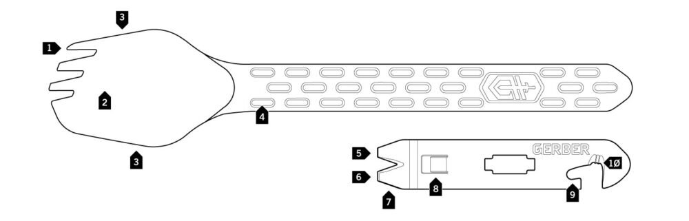 GERBER ComplEAT Multi Fork Multifunctional Cutlery - Orange