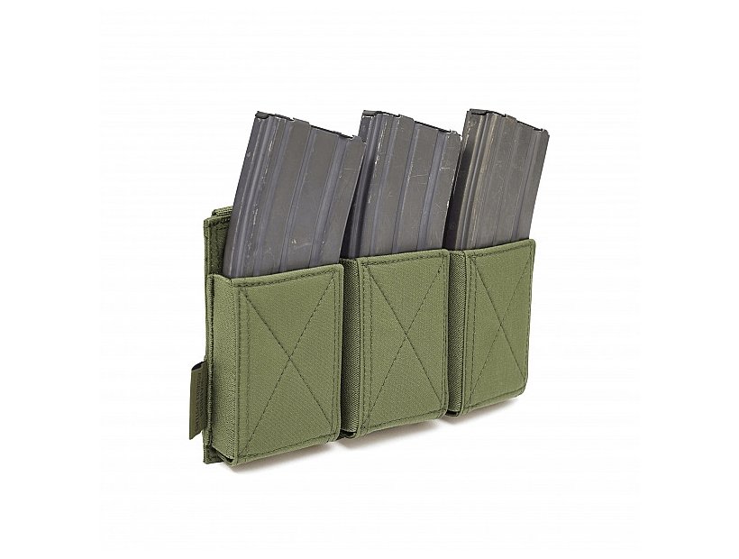 WAS Triple Elastic M4 / AR15 Rifle Magazine MOLLE Pouch – Green