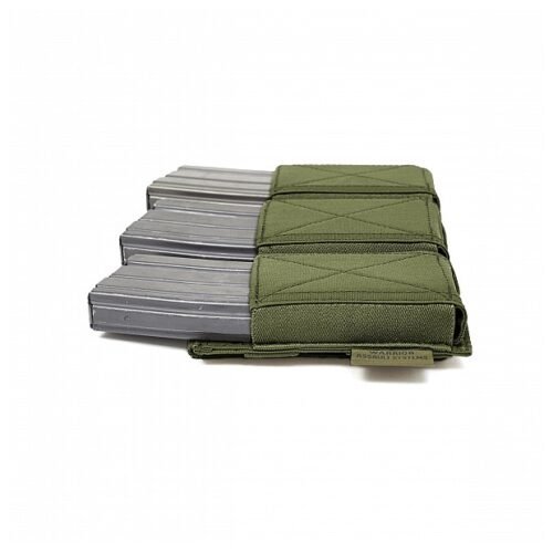 WAS Triple Elastic M4 / AR15 Rifle Magazine MOLLE Pouch – Green