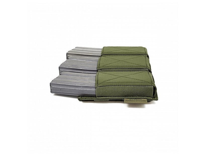 WAS Triple Elastic M4 / AR15 Rifle Magazine MOLLE Pouch – Green