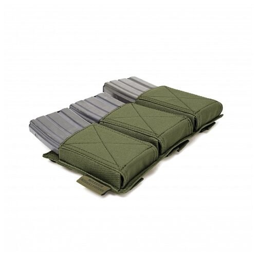 WAS Triple Elastic M4 / AR15 Rifle Magazine MOLLE Pouch – Green